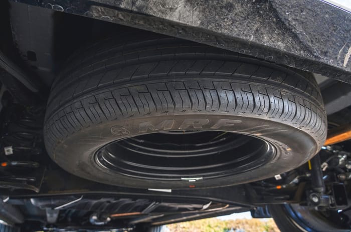 Tata Sierra spare tyre under boot