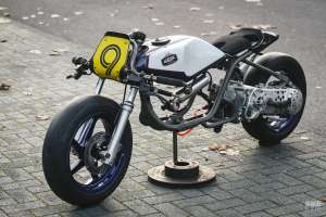 A NOS-fuelled Piaggio NRG built for scooter drag racing